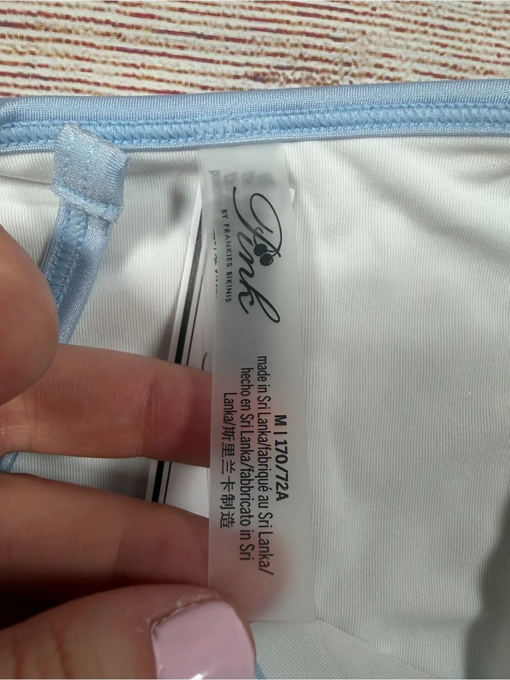 Frankie’s Bikinis x‎ VS Pink Light Blue Gingham Floral Tie-Side Bikini Bottom